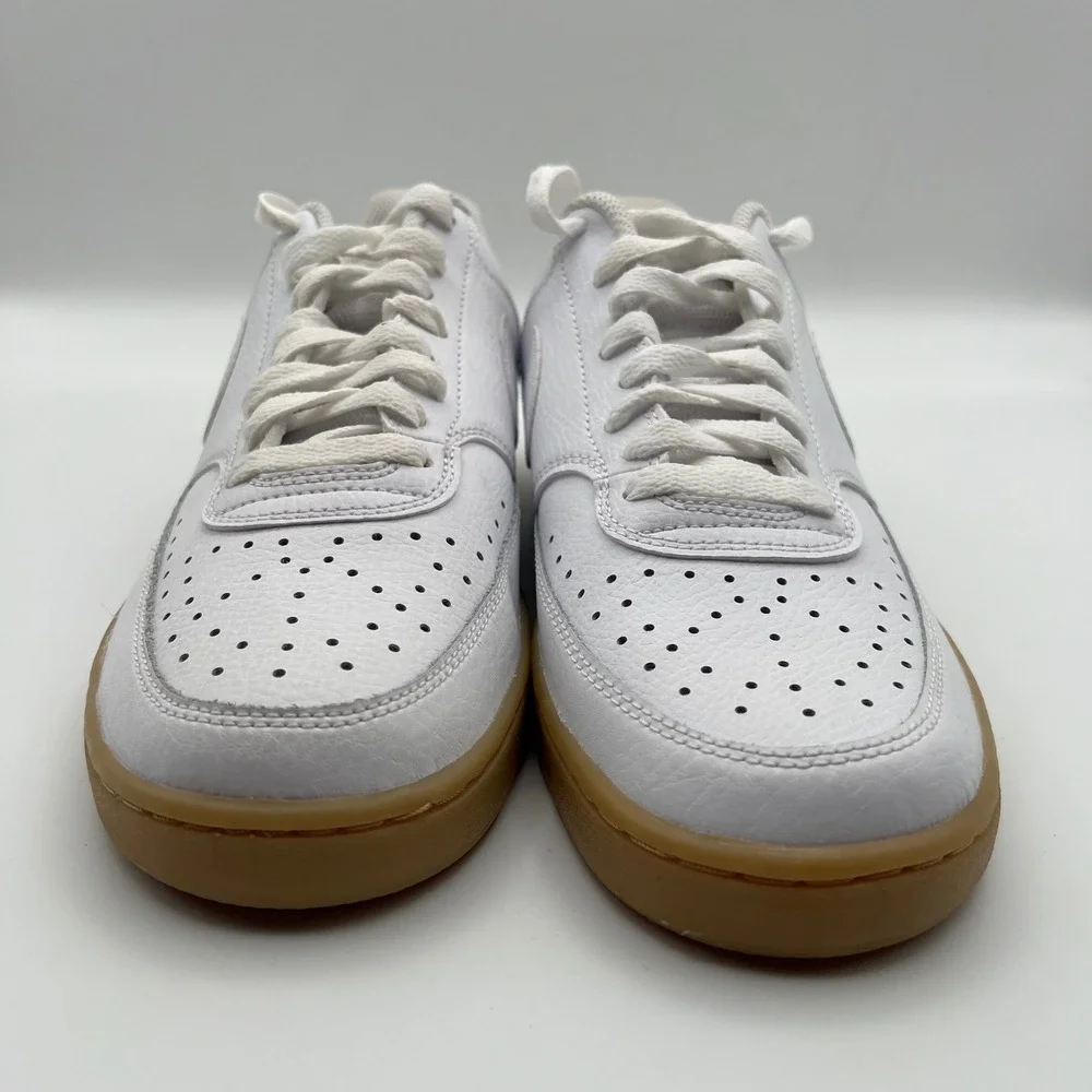 Nike Court Vision Low Mens 7.5 White‎ Gum Pebbled Leather Low Top Sneakers